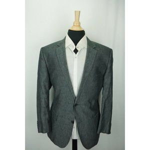 Hugo Boss The Base/Sharp 100% Linen Gray Chambray Look Sport Coat Jacket 46R